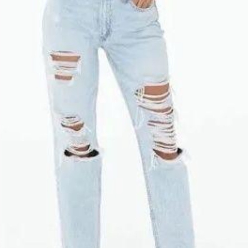 Aeropostale Light Blue Ripped Straight Leg Jeans